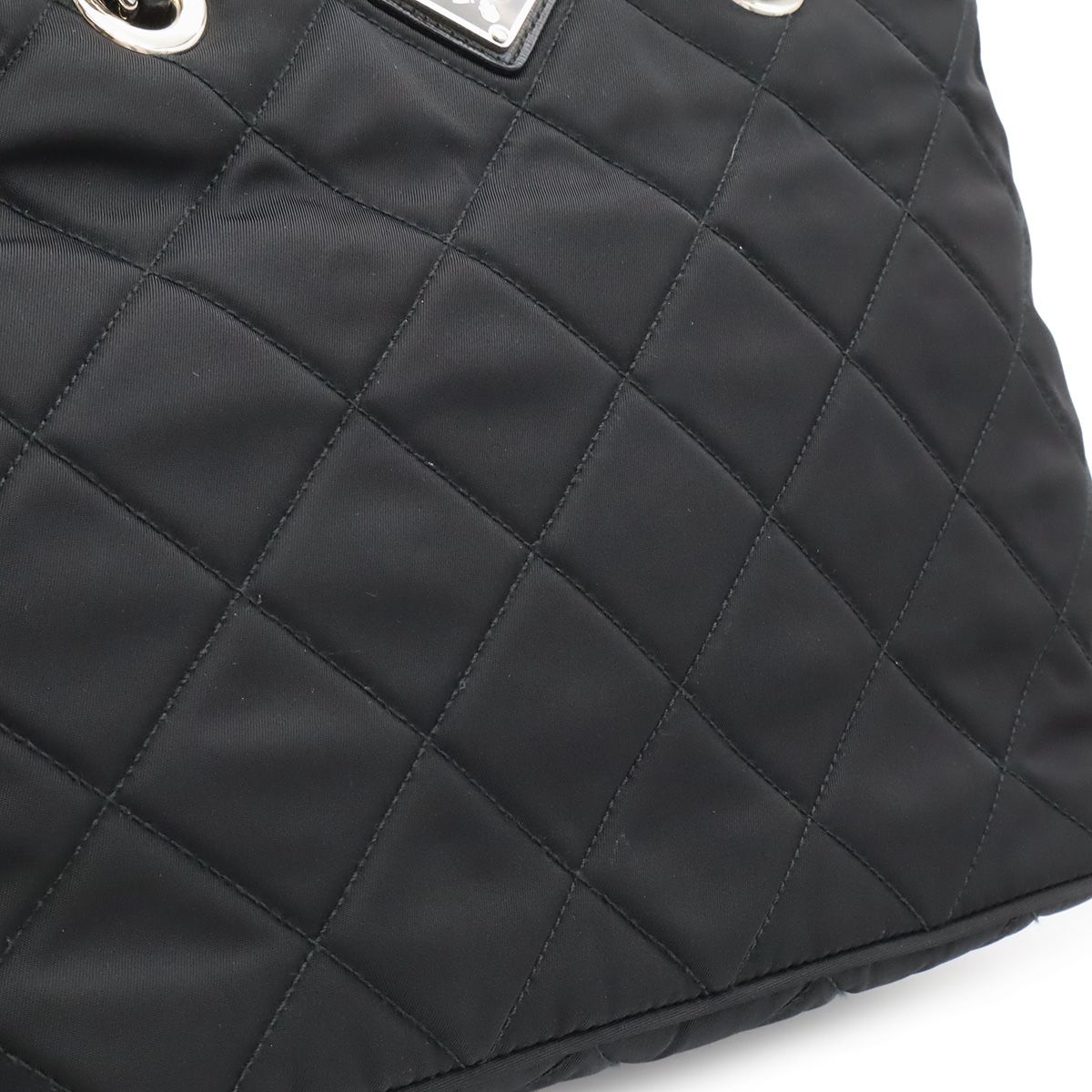 Prada Tessuto Triangle Logo Chain Shoulder Bag 2-Way Quilted Nylon Nero Black — view 9