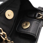 Chanel Logo Tweed Chain Shoulder Pouch Pochette Vinyl Leather Clear Black Gold — view 7