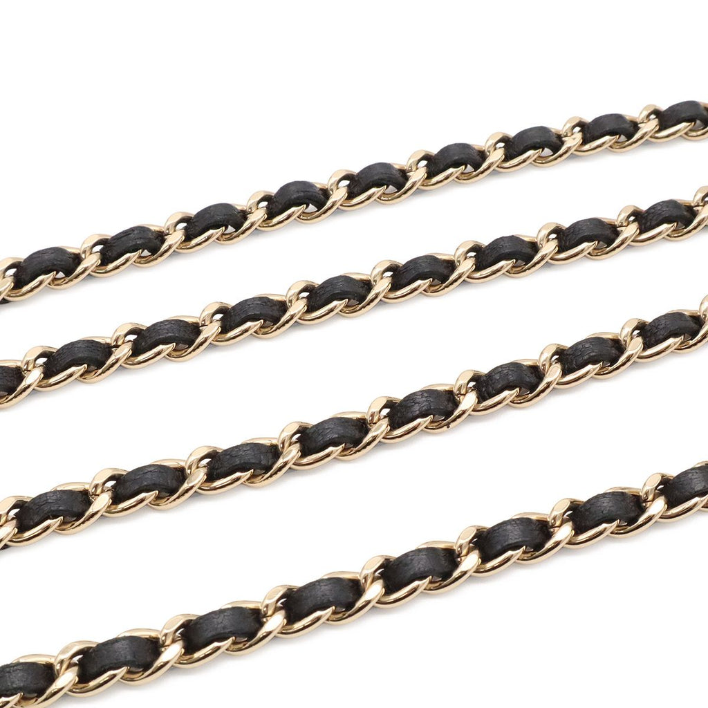 Chanel Logo Tweed Chain Shoulder Pouch Pochette Vinyl Leather Clear Black Gold — view 4