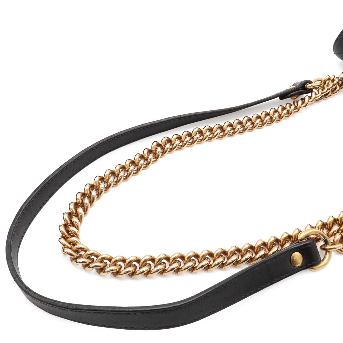 Gucci GG Marmont Chain Shoulder Bag Pochette Heart Quilted Leather Black Gold — view 4