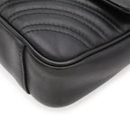 Gucci GG Marmont Chain Shoulder Bag Pochette Heart Quilted Leather Black Gold — view 3