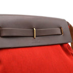 Hermes Herbag TPM Shoulder Bag Pochette Canvas Leather Orange Red Dark Brown — view 6