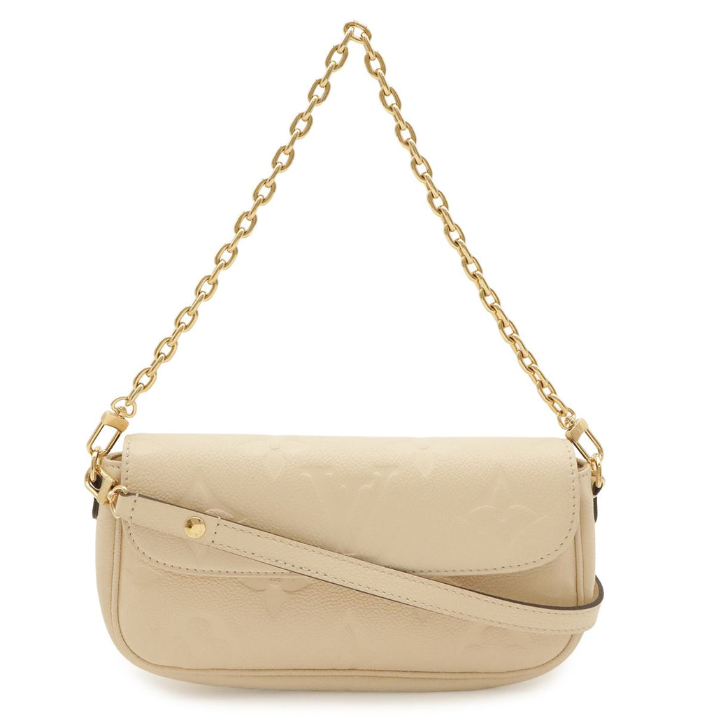 Louis Vuitton Monogram Empreinte Wallet on Chain Ivy 2-Way Shoulder Bag Cream