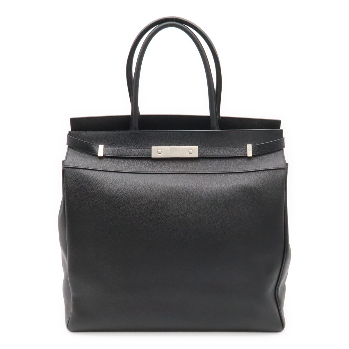 Saint Laurent Paris YSL Manhattan S Tote Leather Black Silver