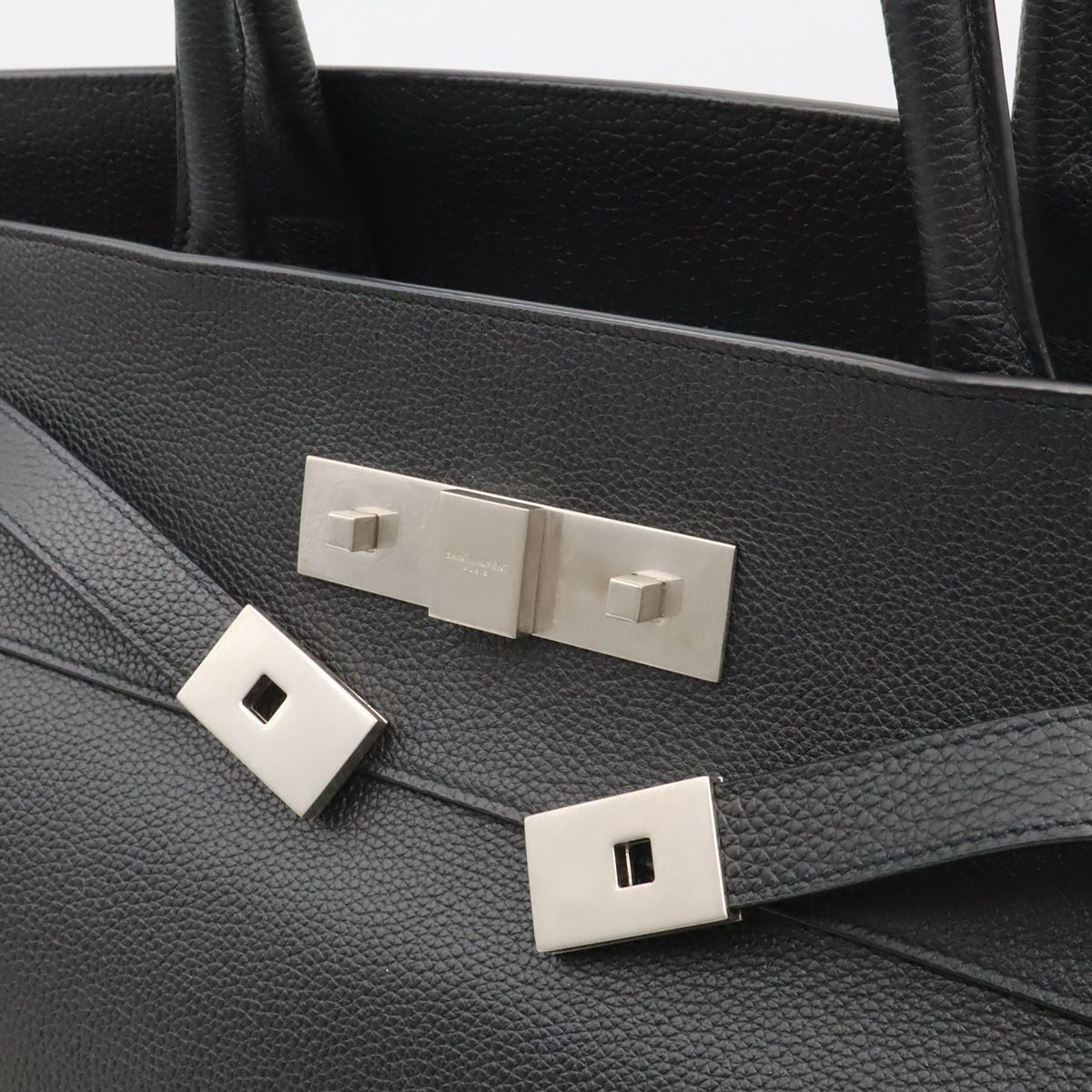 Saint Laurent Paris YSL Manhattan S Tote Leather Black Silver — view 9