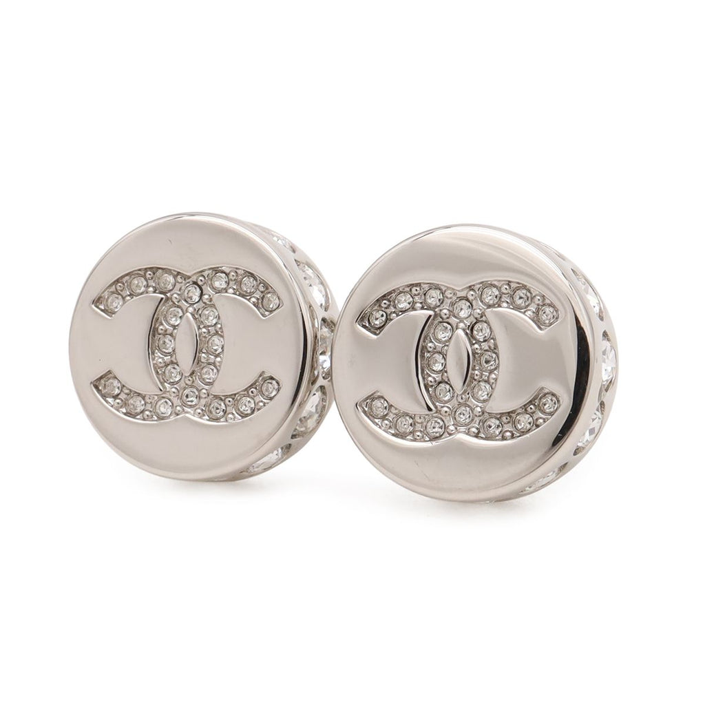 Chanel CC Logo Stud Earrings Round