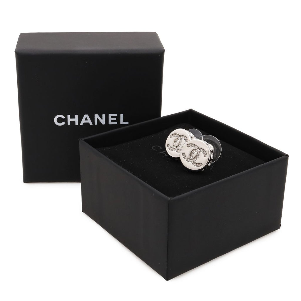 Chanel CC Logo Stud Earrings Round — view 6