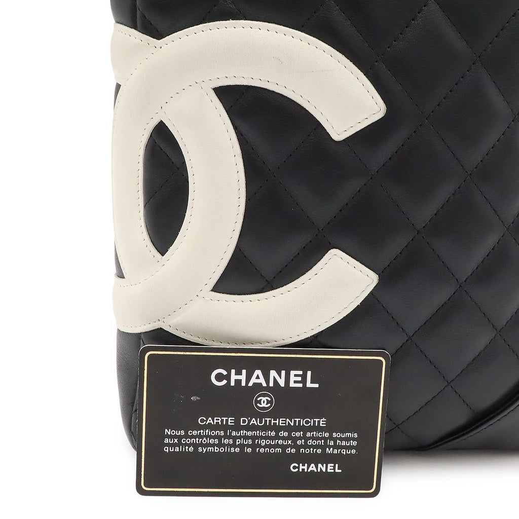 Chanel Cambon Line CC Logo Pochette Shoulder Bag Crossbody Soft Calf Black White — view 9