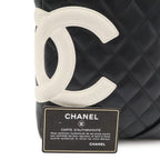 Chanel Cambon Line CC Logo Pochette Shoulder Bag Crossbody Soft Calf Black White — view 9