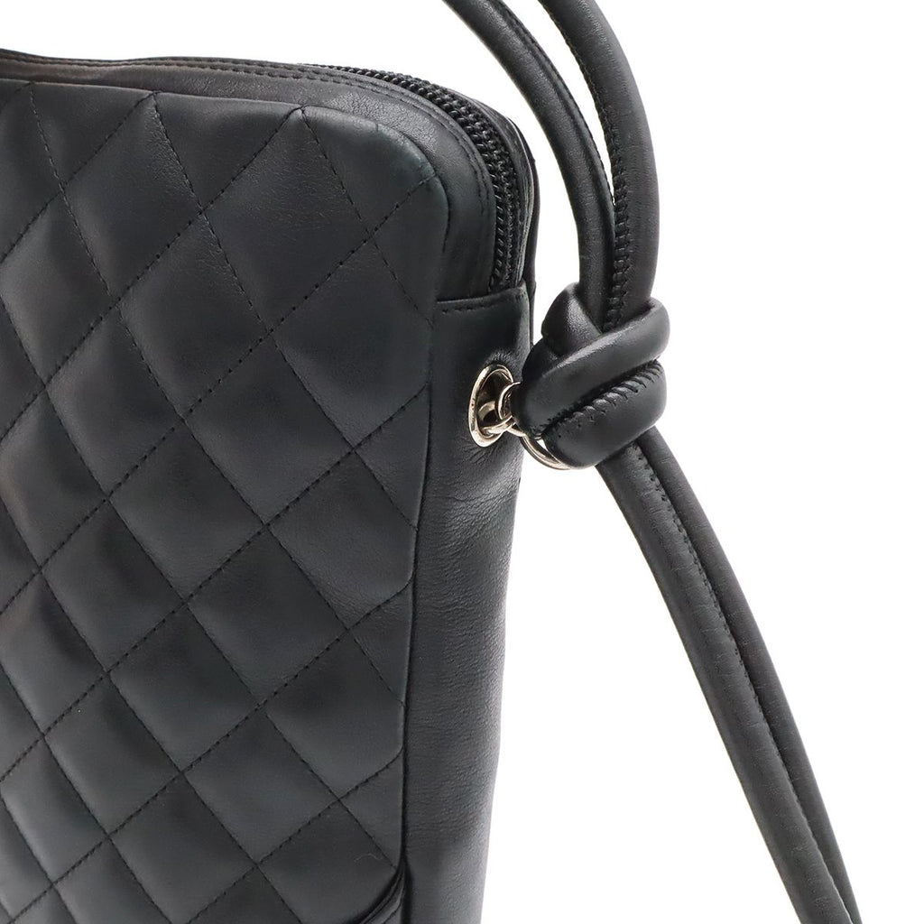 Chanel Cambon Line CC Logo Pochette Shoulder Bag Crossbody Soft Calf Black White — view 4