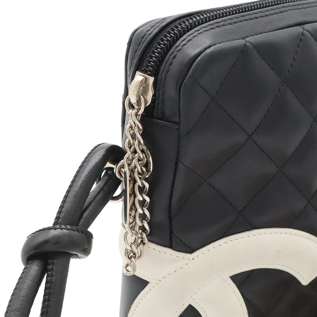 Chanel Cambon Line CC Logo Pochette Shoulder Bag Crossbody Soft Calf Black White — view 6