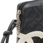 Chanel Cambon Line CC Logo Pochette Shoulder Bag Crossbody Soft Calf Black White — view 6