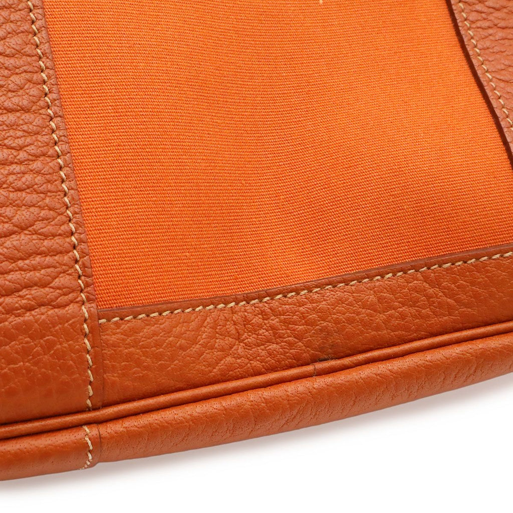 Hermes Garden Party PM Tote Toile Officier Canvas Potiron Orange Silver — view 8