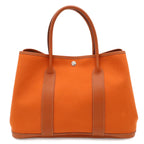 Hermes Garden Party PM Tote Toile Officier Canvas Potiron Orange Silver