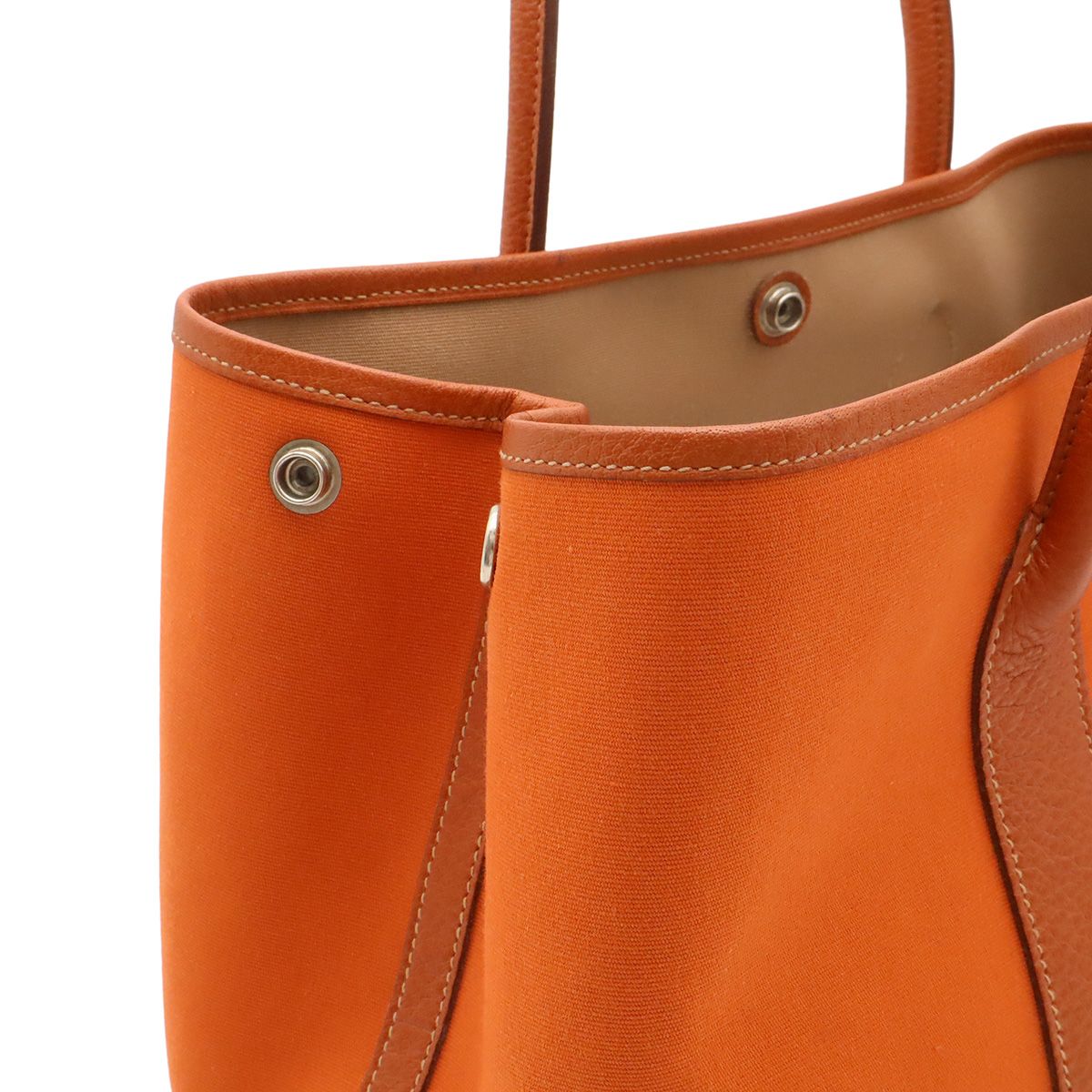Hermes Garden Party PM Tote Toile Officier Canvas Potiron Orange Silver — view 7