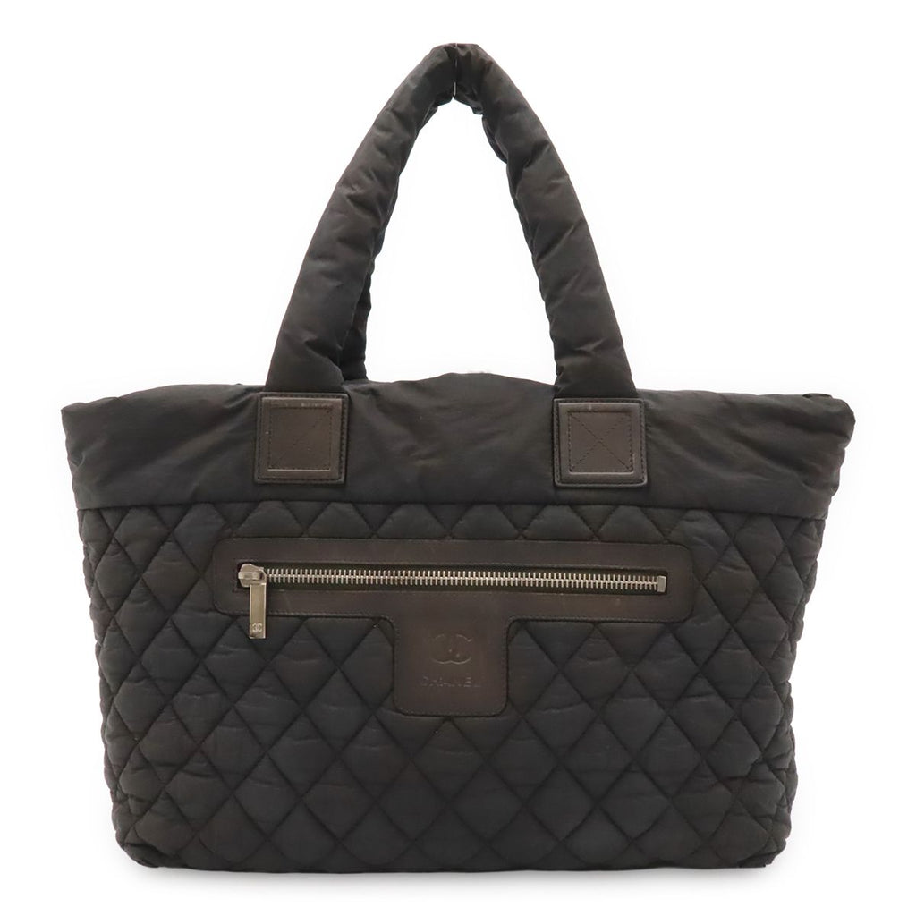 Chanel Coco Cocoon Tote MM Shoulder Bag Quilted Nylon Black