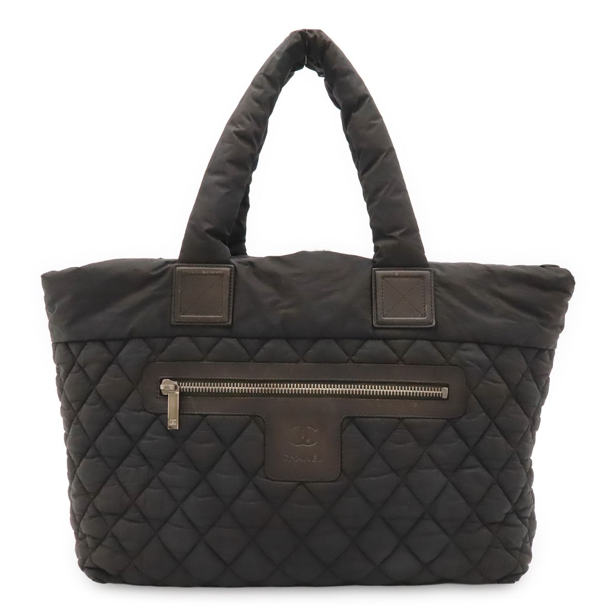 Chanel Coco Cocoon Tote MM Shoulder Bag Quilted Nylon Black