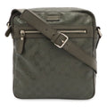Gucci GG Supreme Plus Shoulder Bag Crossbody Leather Khaki Green Silver