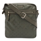 Gucci GG Supreme Plus Shoulder Bag Crossbody Leather Khaki Green Silver