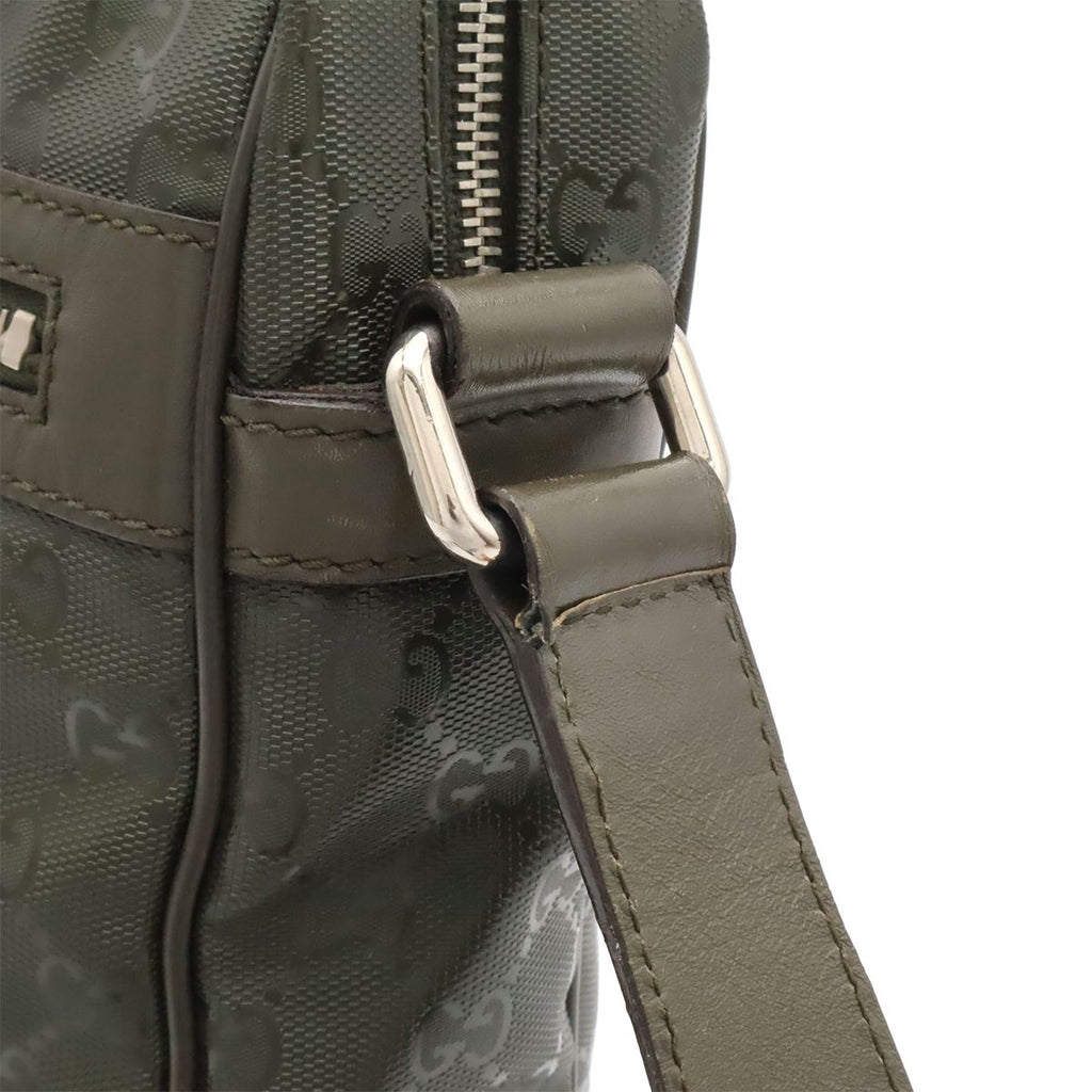 Gucci GG Supreme Plus Shoulder Bag Crossbody Leather Khaki Green Silver — view 4