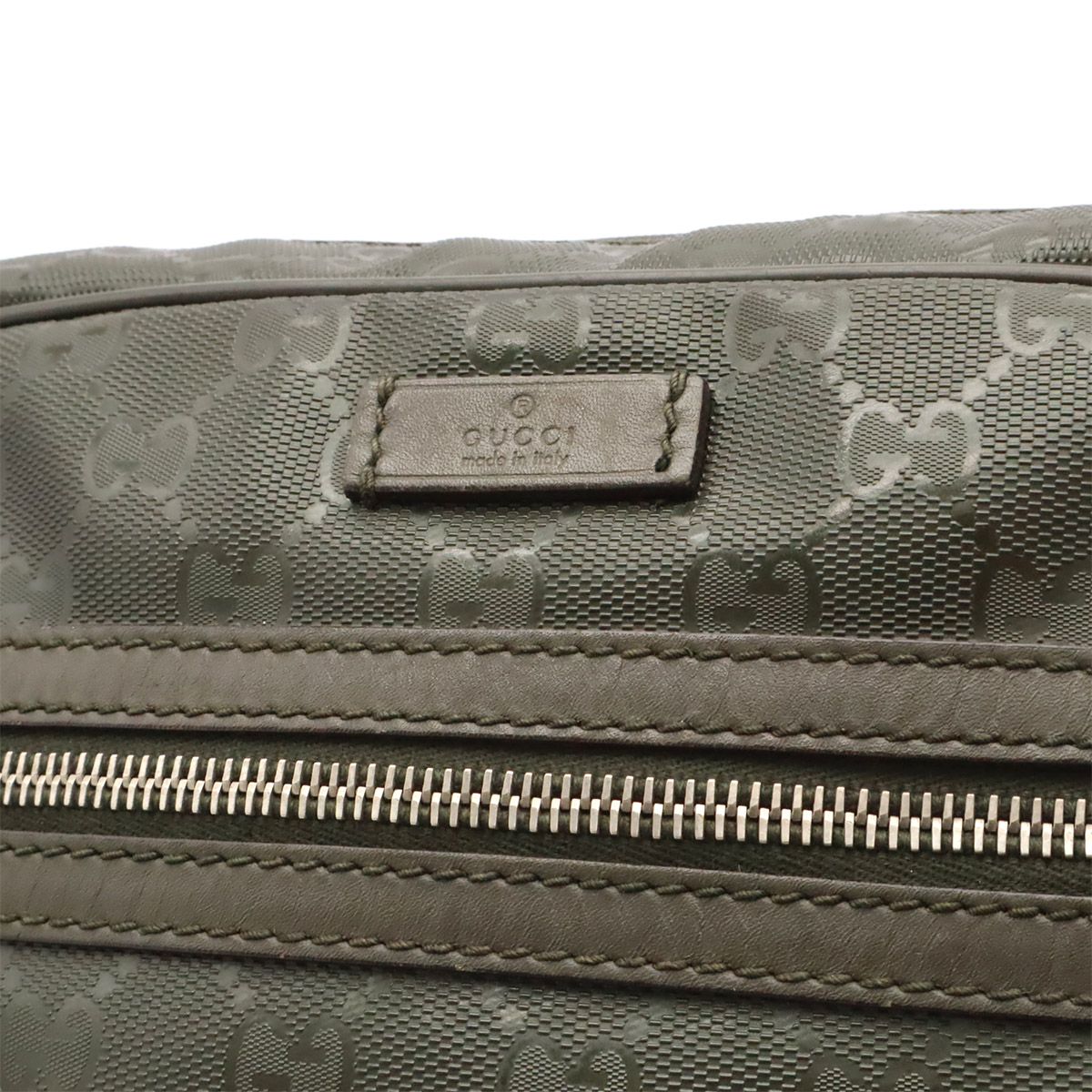 Gucci GG Supreme Plus Shoulder Bag Crossbody Leather Khaki Green Silver — view 9