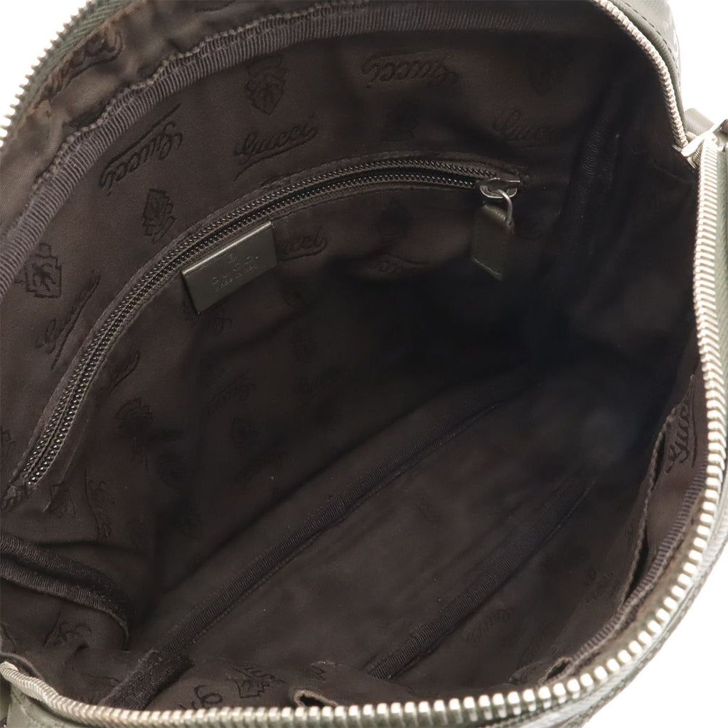 Gucci GG Supreme Plus Shoulder Bag Crossbody Leather Khaki Green Silver — view 7