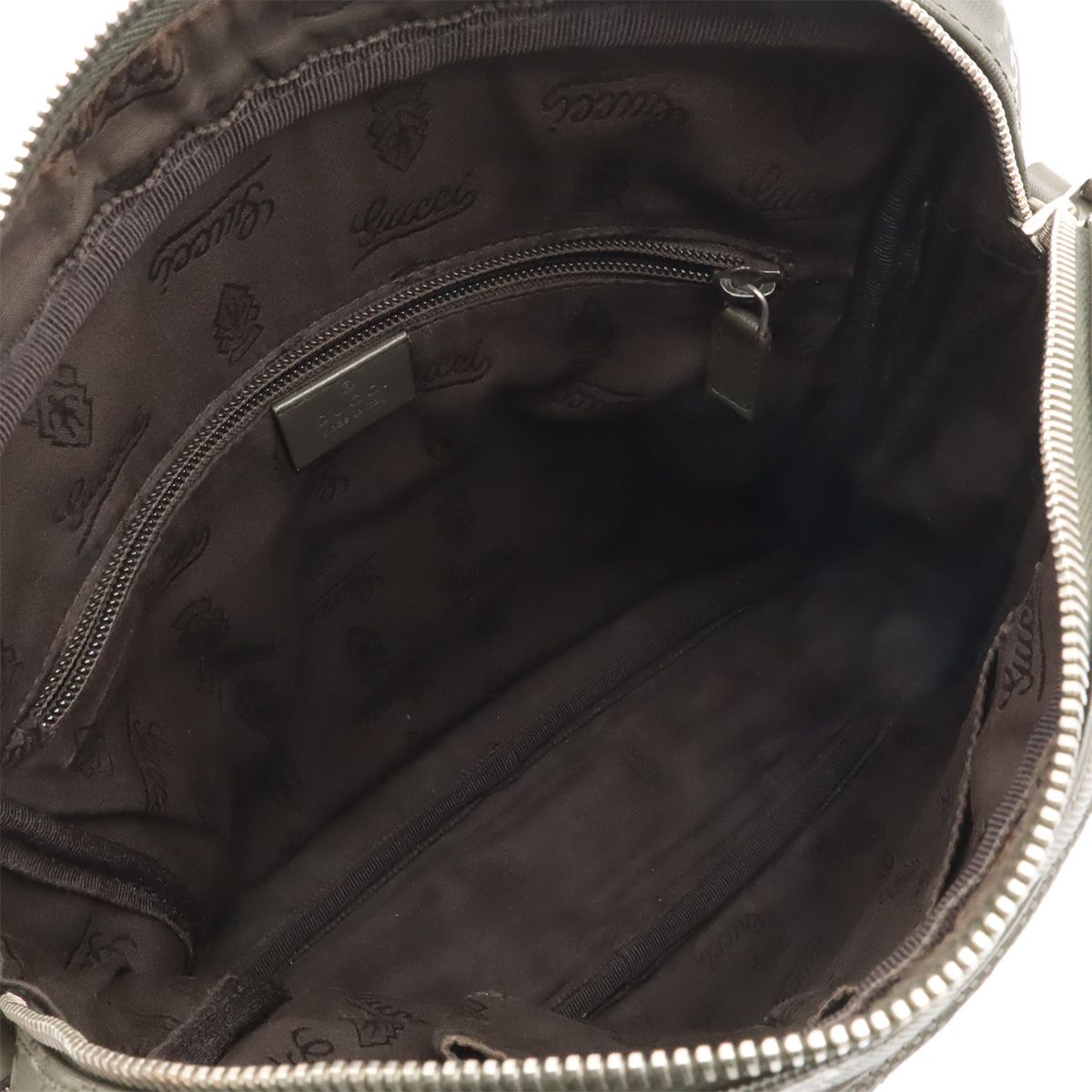 Gucci GG Supreme Plus Shoulder Bag Crossbody Leather Khaki Green Silver — view 7