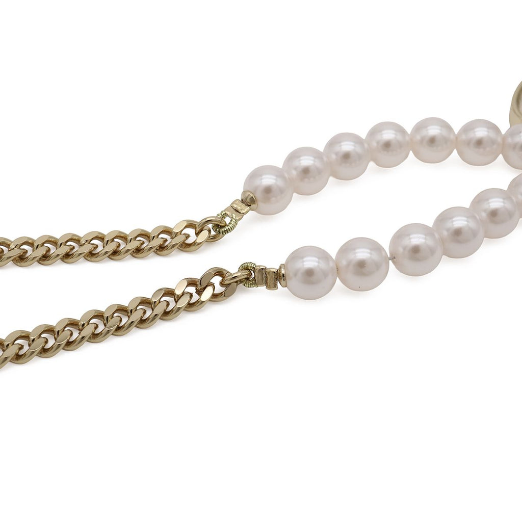 Chanel Heart Number 5 CC Logo Camellia Flower Chain Pendant Faux Pearl — view 4