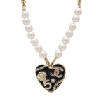 Chanel Heart Number 5 CC Logo Camellia Flower Chain Pendant Faux Pearl