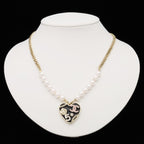 Chanel Heart Number 5 CC Logo Camellia Flower Chain Pendant Faux Pearl — view 7