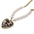 Chanel Heart Number 5 CC Logo Camellia Flower Chain Pendant Faux Pearl — view 3