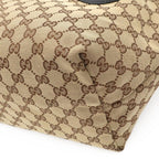 Gucci GG Canvas Logo Charm Tote Shoulder Bag Enamel Patent Khaki Beige Black — view 3