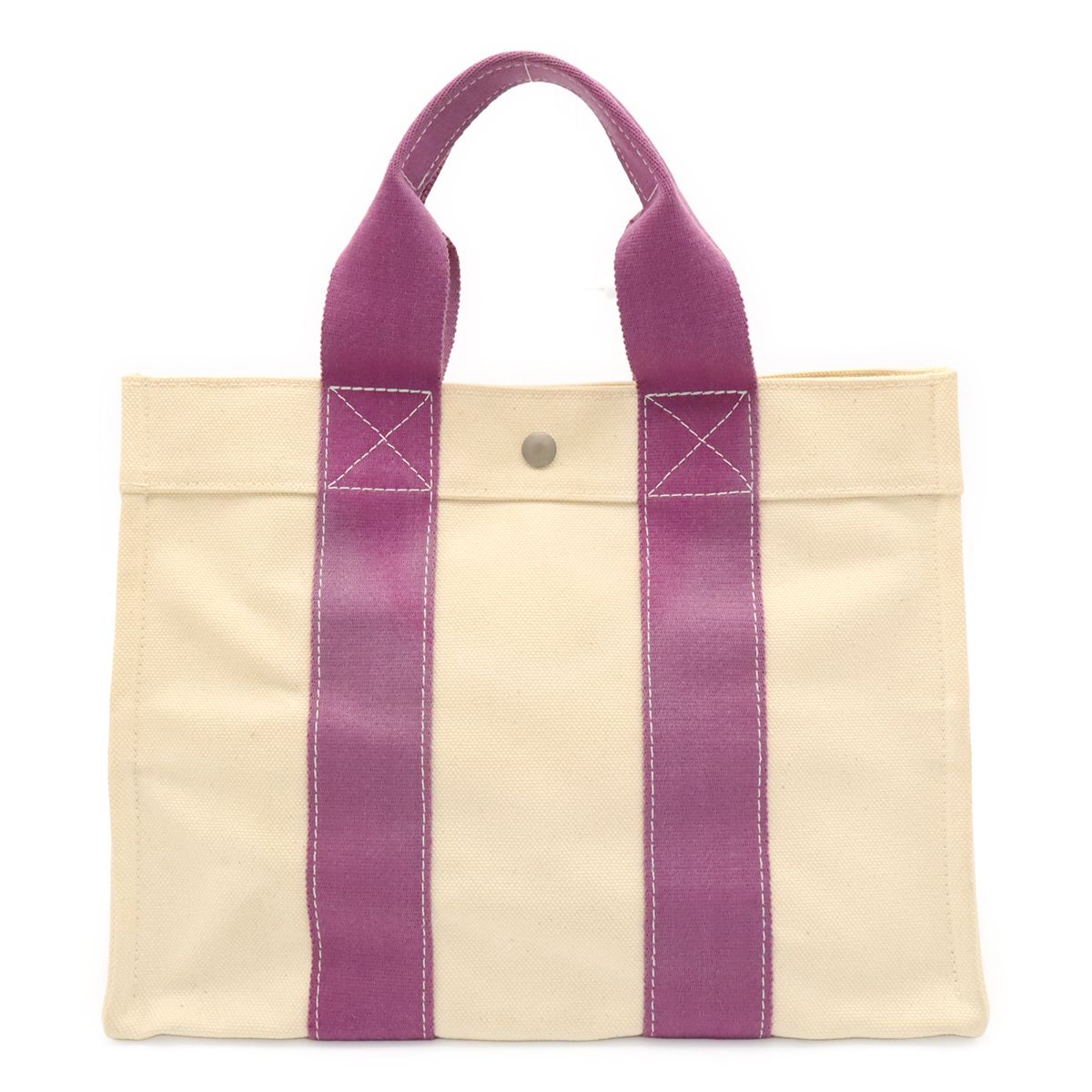 Hermes Bora PM Tote PM Canvas Natural Ivory White Purple