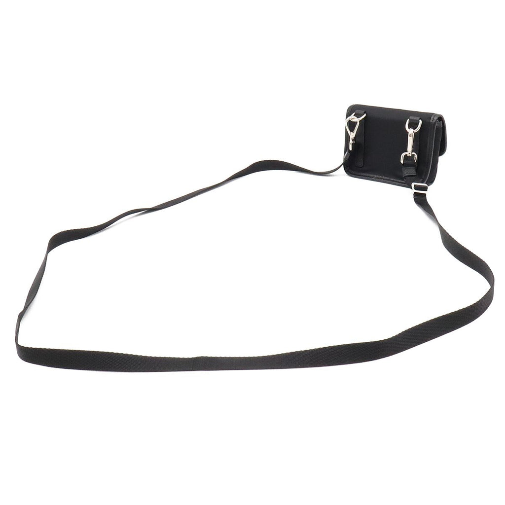 Prada Triangle Logo Shoulder Bag Pochette 2-Way Pouch Nylon Leather Nero Black — view 2