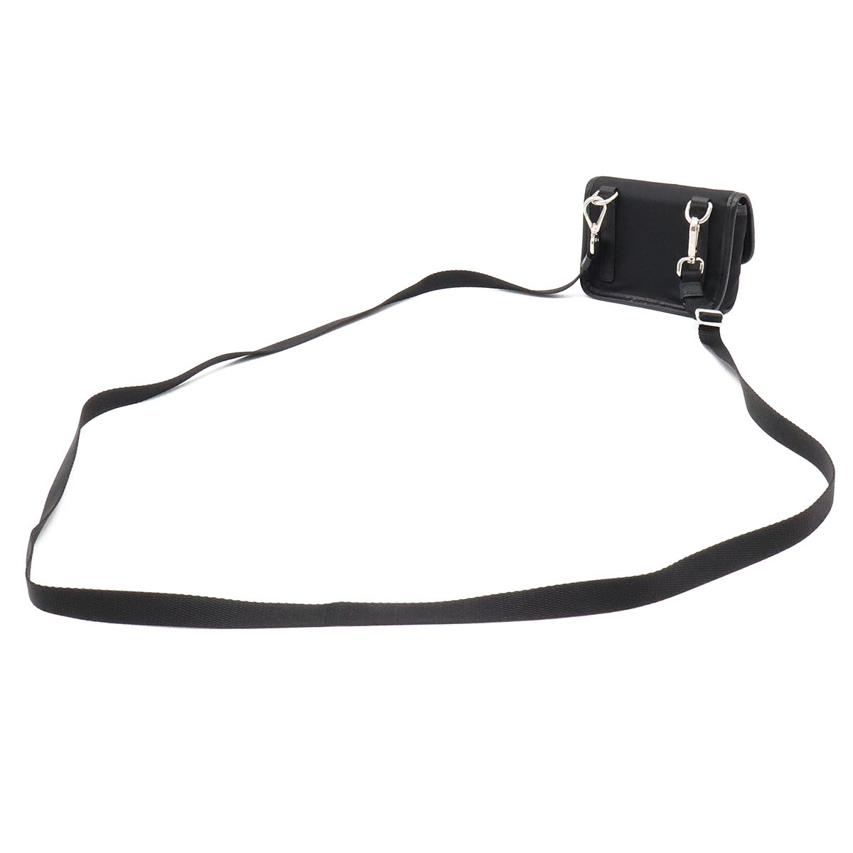 Prada Triangle Logo Shoulder Bag Pochette 2-Way Pouch Nylon Leather Nero Black — view 2