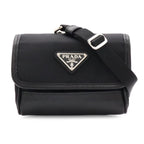 Prada Triangle Logo Shoulder Bag Pochette 2-Way Pouch Nylon Leather Nero Black