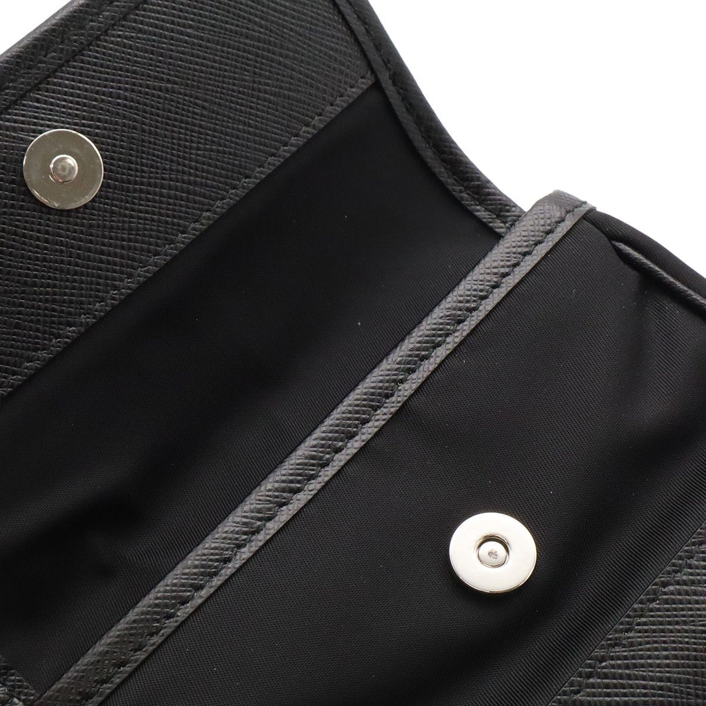 Prada Triangle Logo Shoulder Bag Pochette 2-Way Pouch Nylon Leather Nero Black — view 6