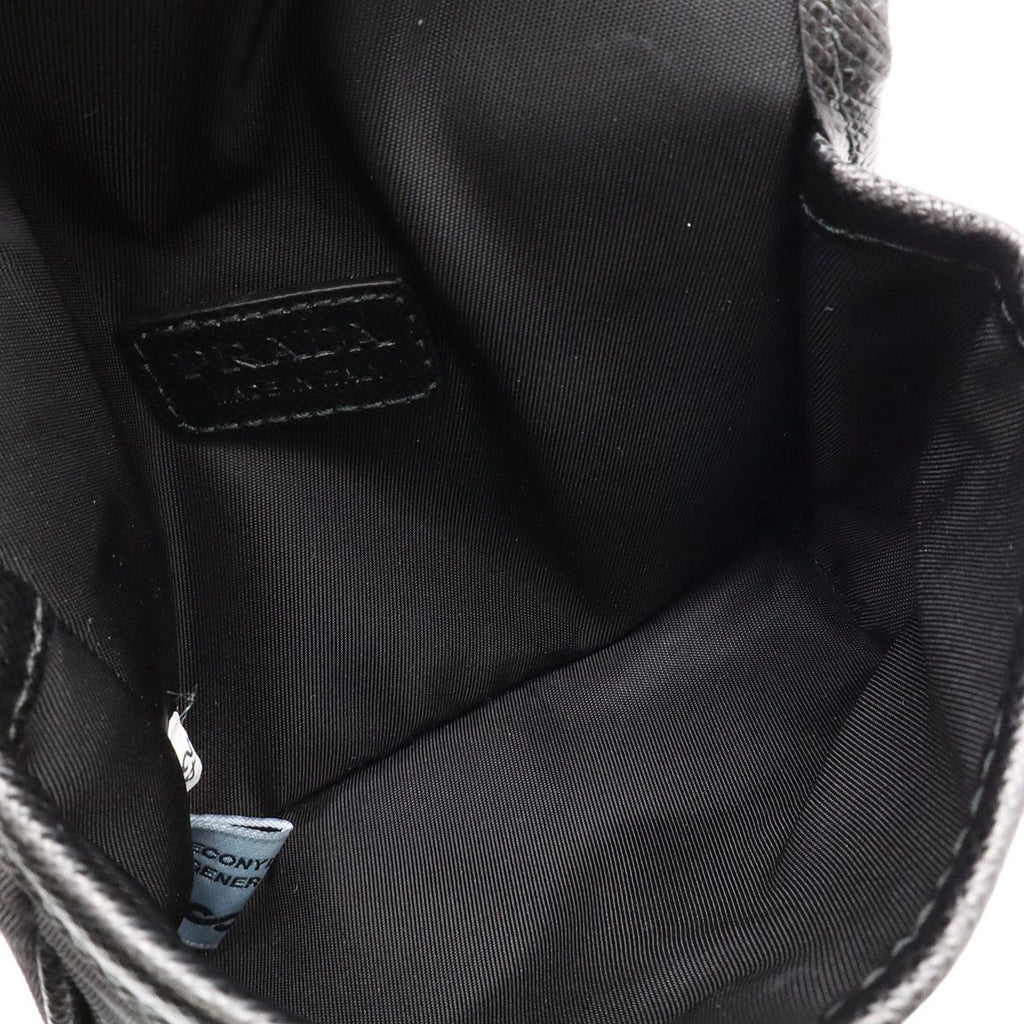 Prada Triangle Logo Shoulder Bag Pochette 2-Way Pouch Nylon Leather Nero Black — view 7