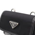 Prada Triangle Logo Shoulder Bag Pochette 2-Way Pouch Nylon Leather Nero Black — view 5