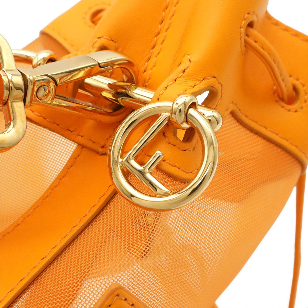 Fendi Logo Mon Tresor Mini Bag Drawstring 2-Way Mesh Leather Orange Gold — view 5