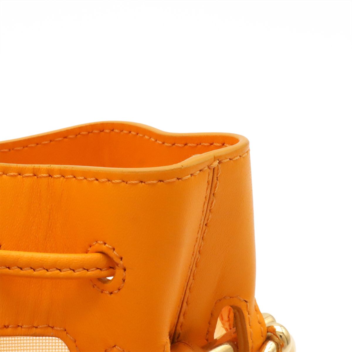 Fendi Logo Mon Tresor Mini Bag Drawstring 2-Way Mesh Leather Orange Gold — view 4