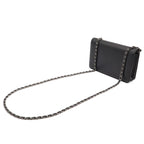 Chanel CC Logo Chain Wallet Shoulder Bag Pochette Crossbody Leather Black Silver — view 2