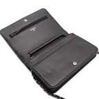 Chanel CC Logo Chain Wallet Shoulder Bag Pochette Crossbody Leather Black Silver — view 7