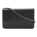 Chanel CC Logo Chain Wallet Shoulder Bag Pochette Crossbody Leather Black Silver