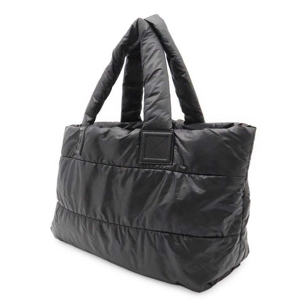 Chanel Coco Cocoon Tote GM Shoulder Bag CC Logo Nylon Leather Black Bordeaux — view 2
