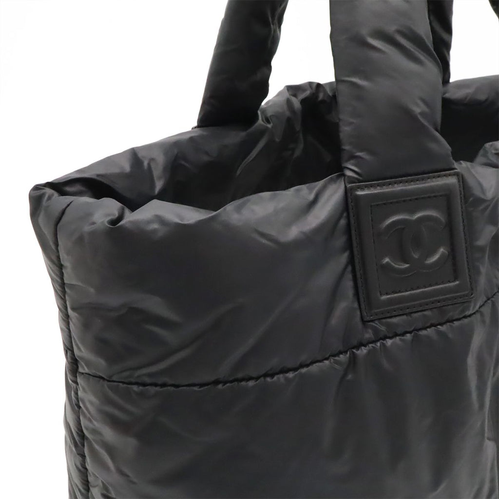 Chanel Coco Cocoon Tote GM Shoulder Bag CC Logo Nylon Leather Black Bordeaux — view 6