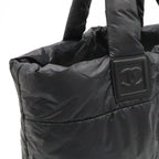 Chanel Coco Cocoon Tote GM Shoulder Bag CC Logo Nylon Leather Black Bordeaux — view 6