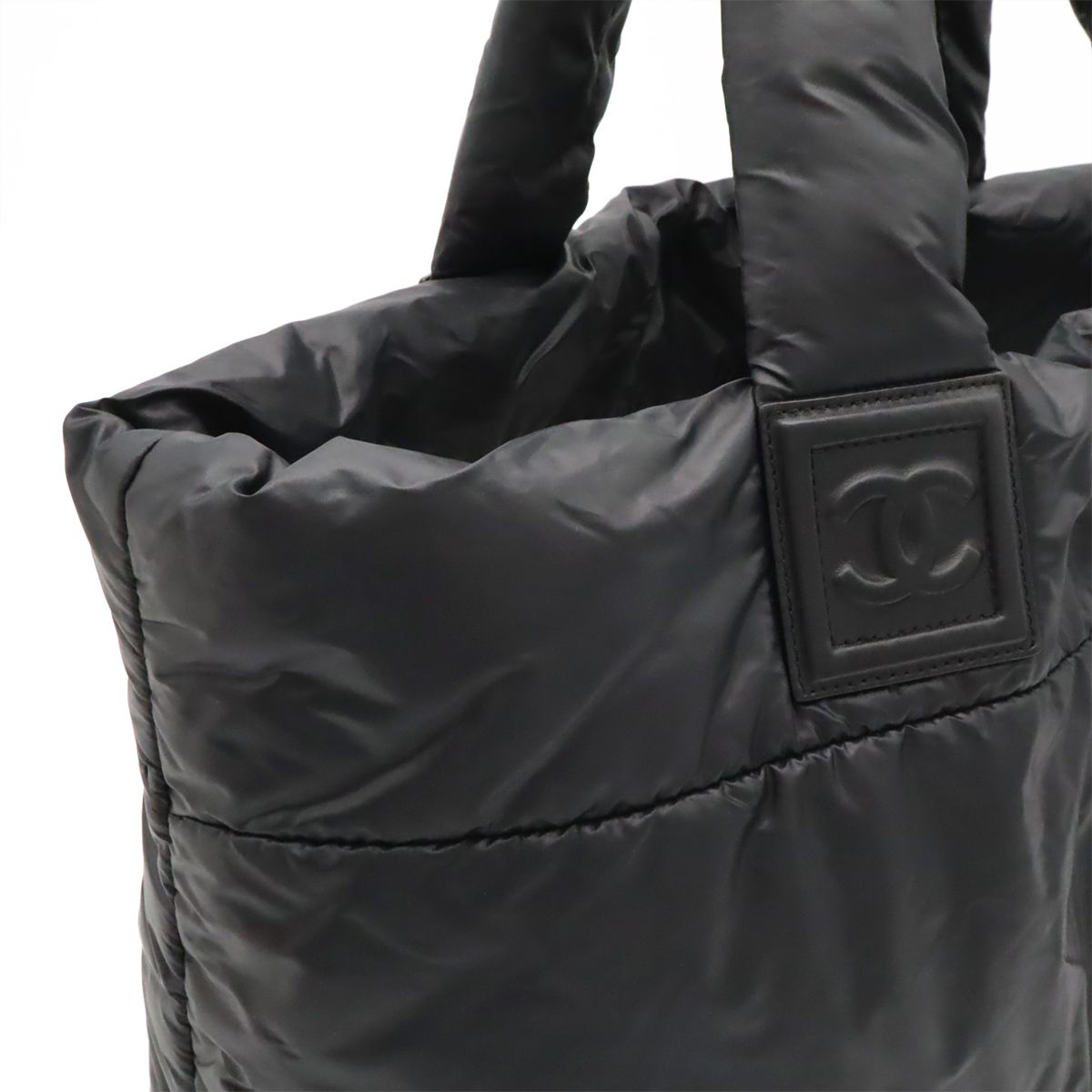 Chanel Coco Cocoon Tote GM Shoulder Bag CC Logo Nylon Leather Black Bordeaux — view 6