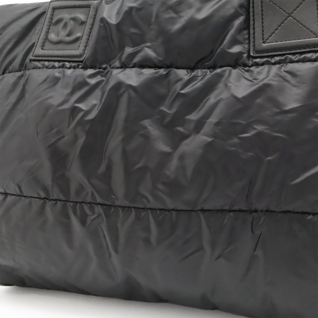 Chanel Coco Cocoon Tote GM Shoulder Bag CC Logo Nylon Leather Black Bordeaux — view 7