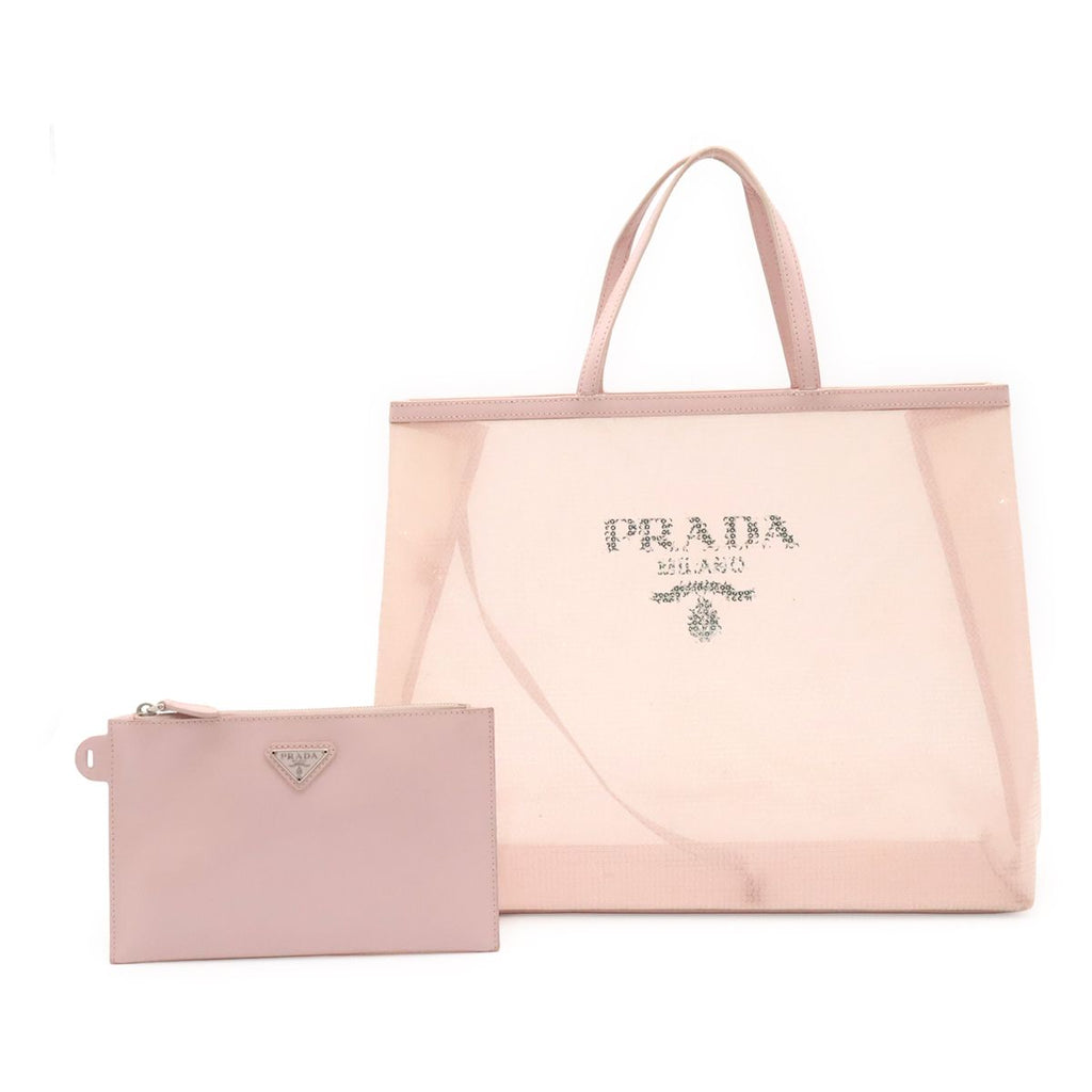 Prada Tote Shoulder Mesh Sequin Alabastro Dusty Pink Domestic Purchased
